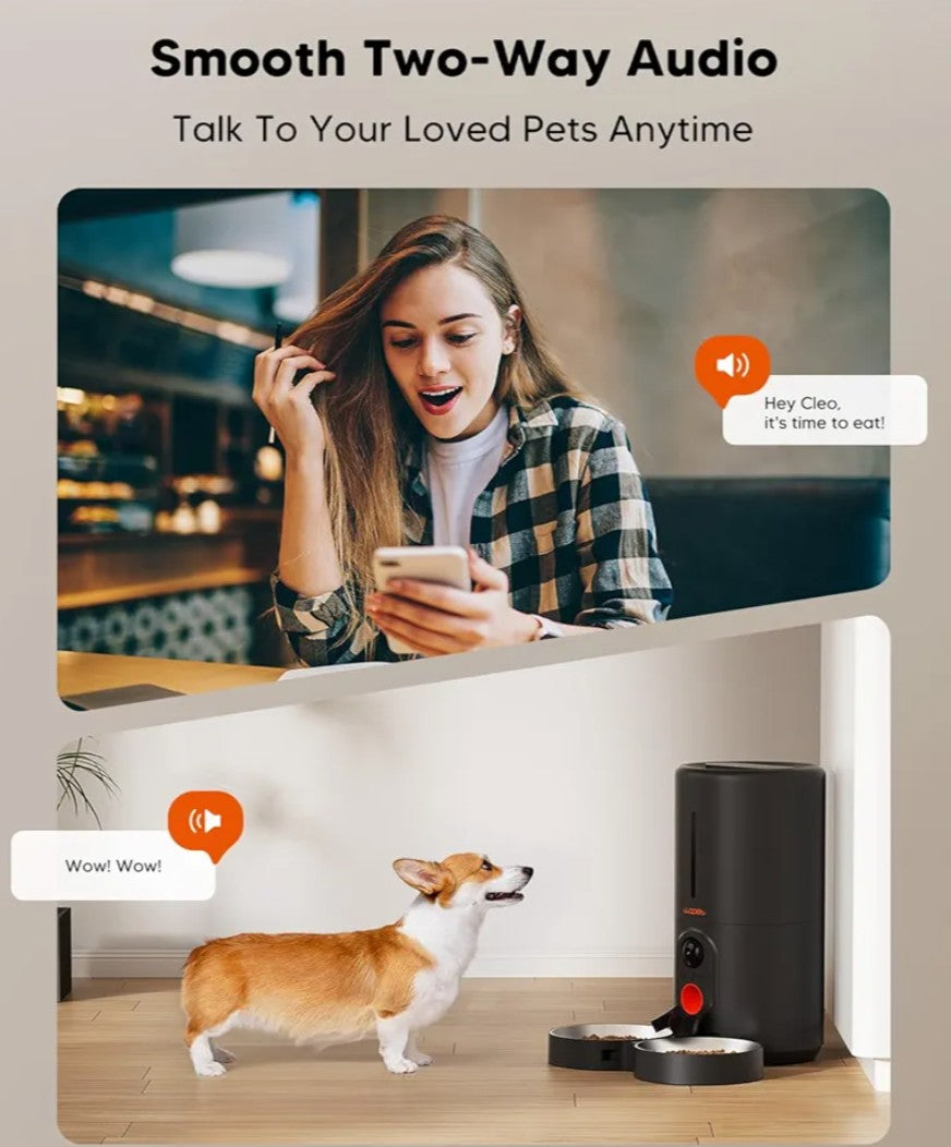 WOpet Heritage View Automatic Pet Feeder with Camera [Dual Bowls]