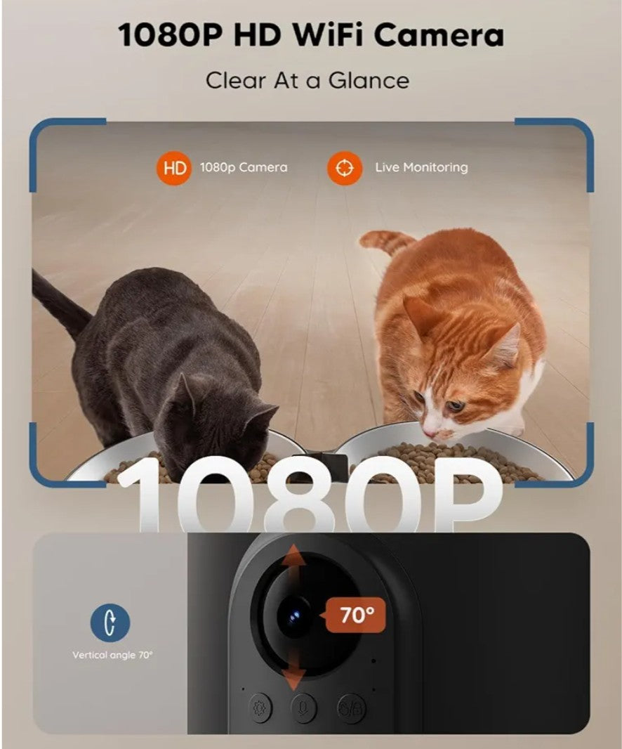 WOpet Heritage View Automatic Pet Feeder with Camera [Dual Bowls]
