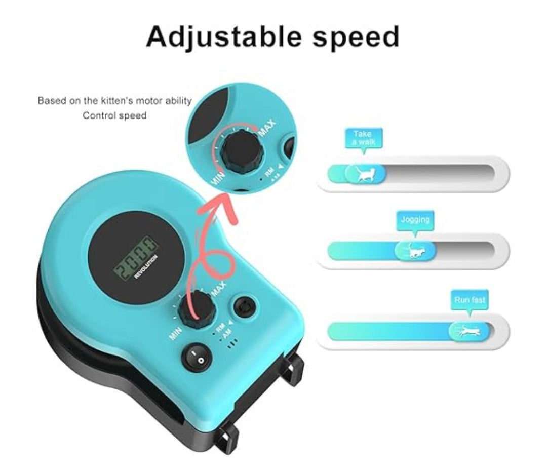 Automatic Cat Toy with 3 Anchors - Interactive Shape-Chasing Game for Indoor Cats, Mimics Real Mouse Sounds, 3 Speed Levels for Exercise & Boredom Relief, Durable Chew-Proof Design (Blue)