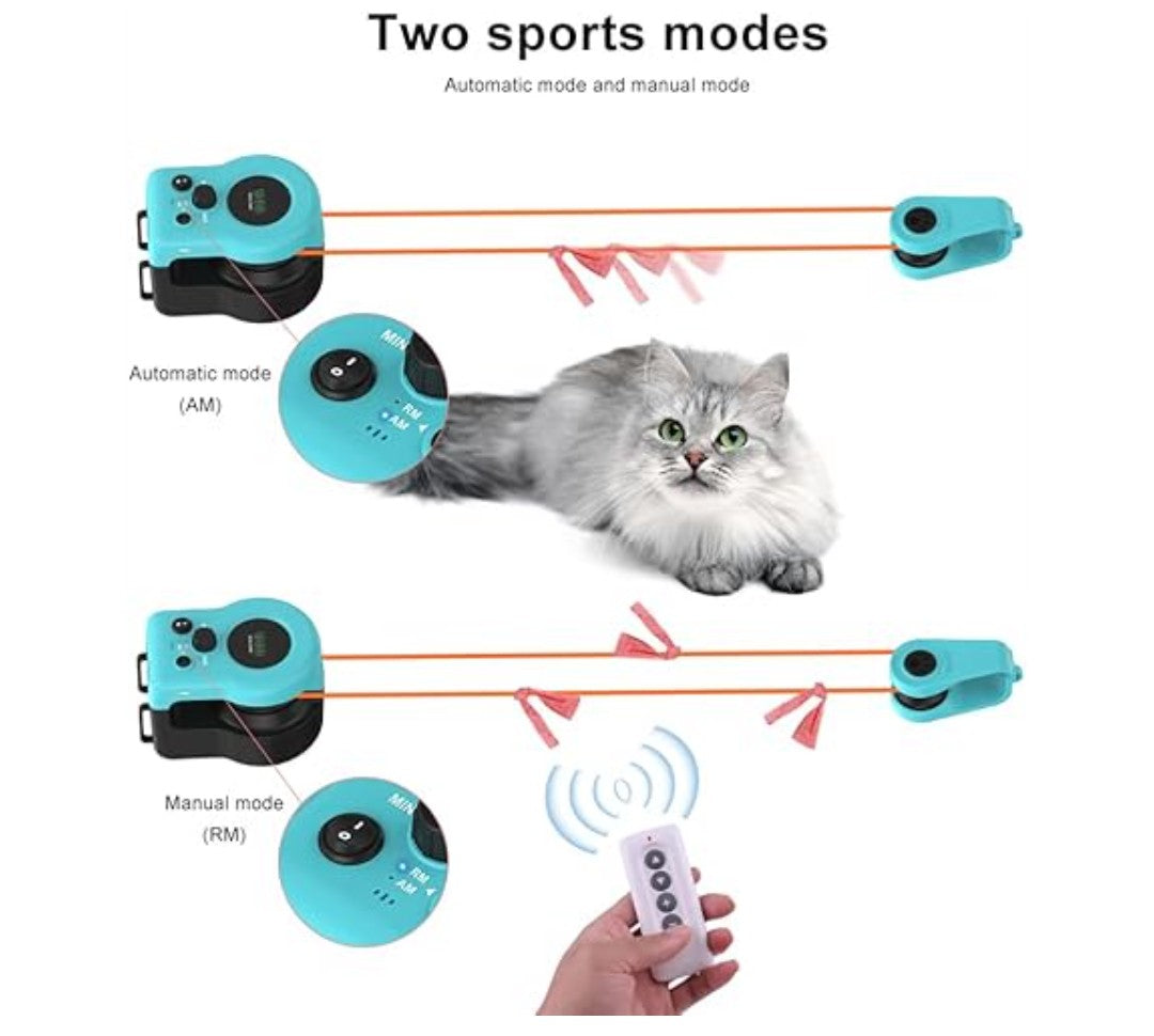 Automatic Cat Toy with 3 Anchors - Interactive Shape-Chasing Game for Indoor Cats, Mimics Real Mouse Sounds, 3 Speed Levels for Exercise & Boredom Relief, Durable Chew-Proof Design (Blue)