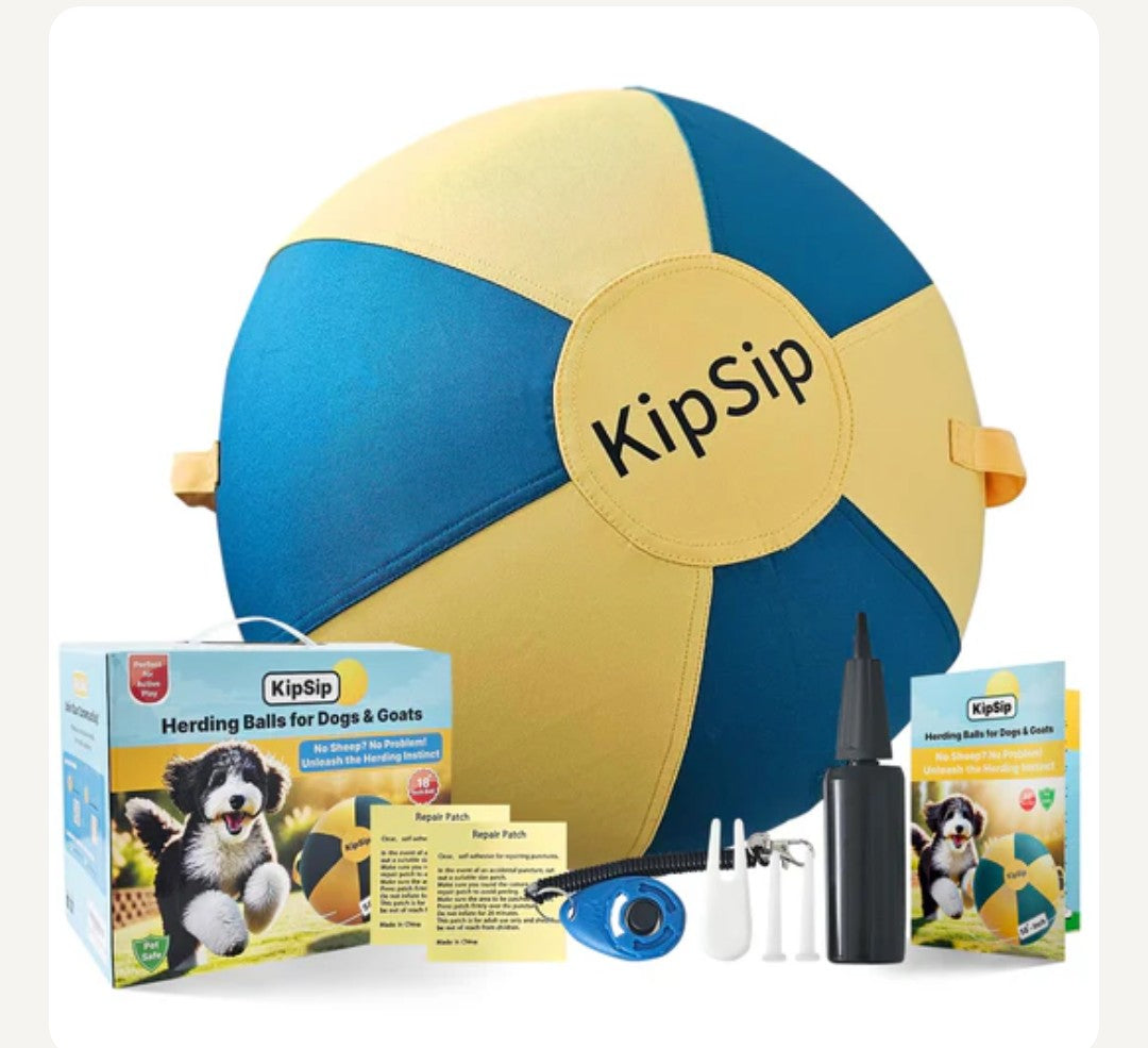 KipSip Herding Ball for Dogs – 18” Heavy-Duty Exercise Toy