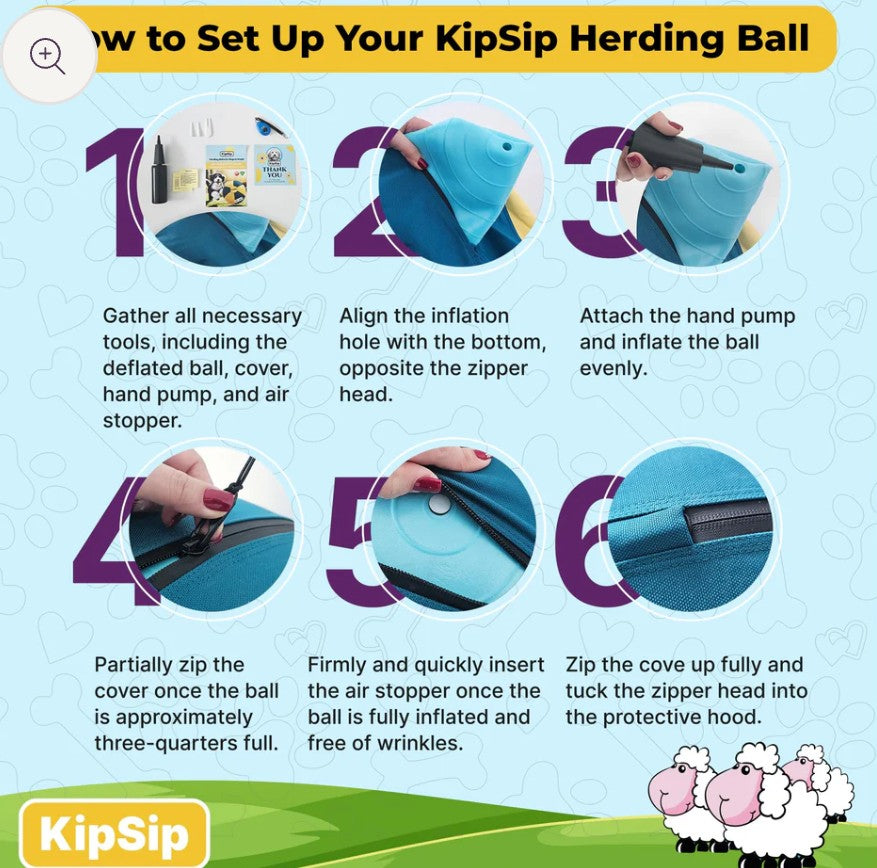 KipSip Herding Ball for Dogs – 18” Heavy-Duty Exercise Toy
