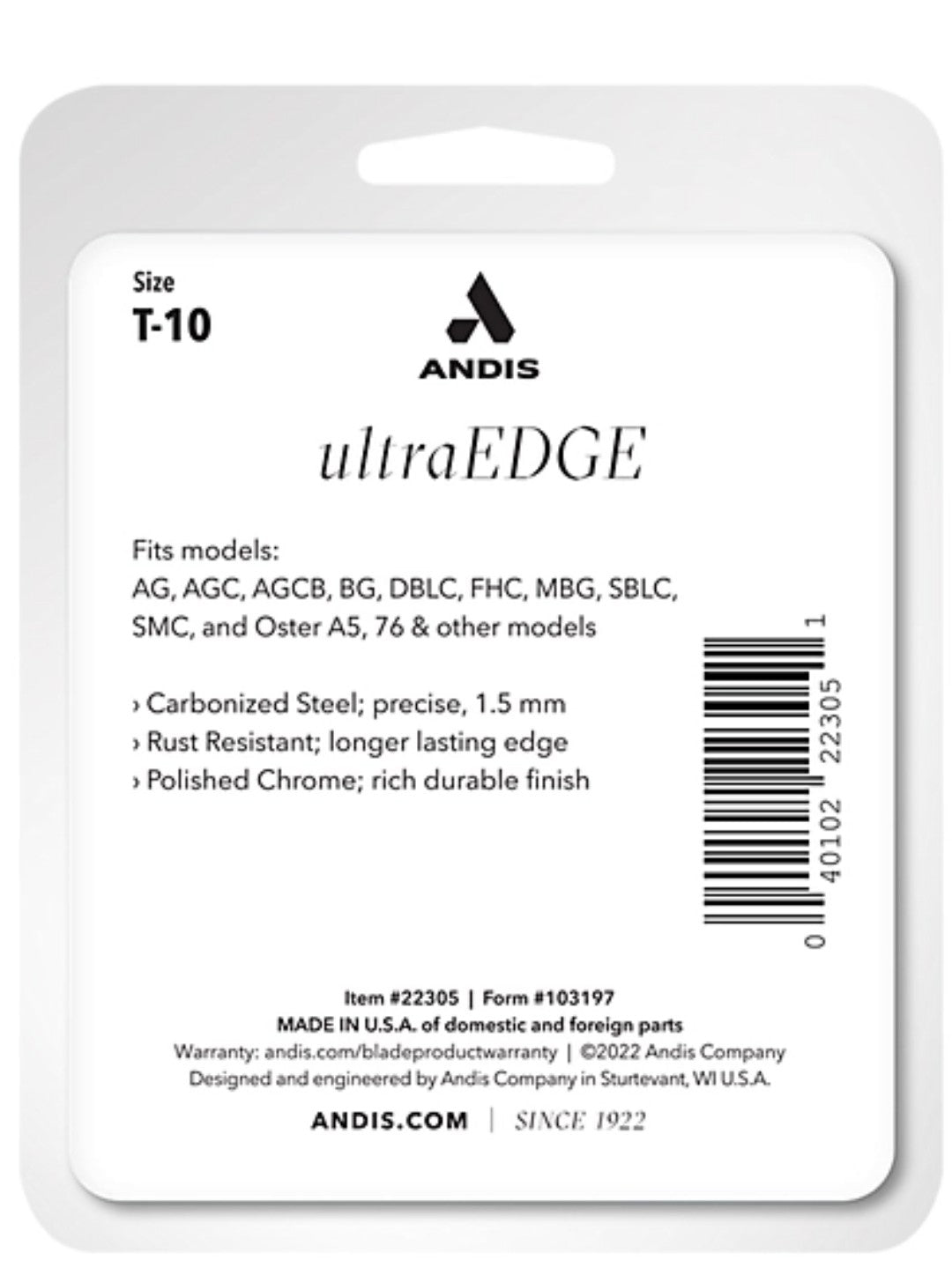 Andis T-10 UltraEdge Detachable Clipper Blade