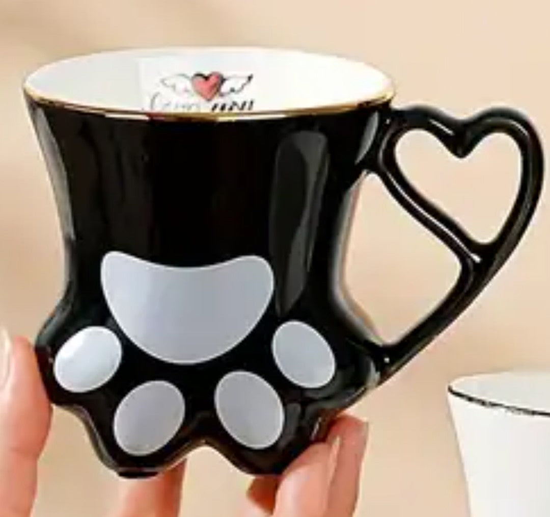 300ml Ceramic Cat Scratch Cup Mug Originality Cat's Paw Trace in Gold Ceramic Cup High Appearance Level Cup Teacup Couple Cup