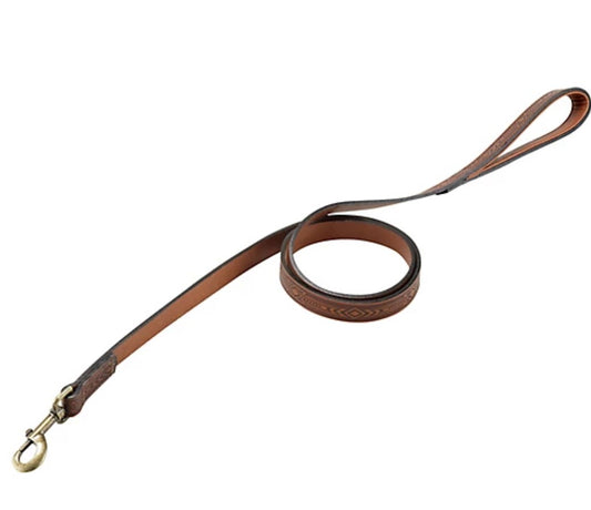 MuttNation Fueled by Miranda Lambert Tooled Leather Dog Leash, 5 ft.