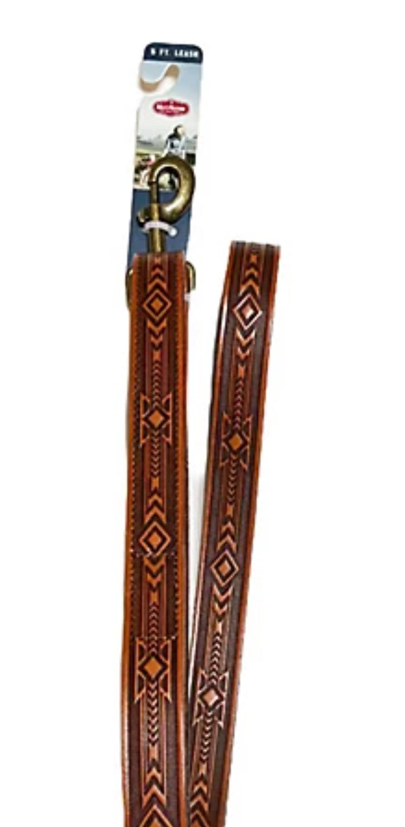 MuttNation Fueled by Miranda Lambert Tooled Leather Dog Leash, 5 ft.
