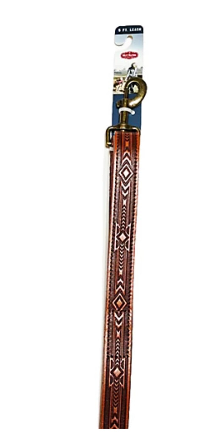 MuttNation Fueled by Miranda Lambert Tooled Leather Dog Leash, 5 ft.