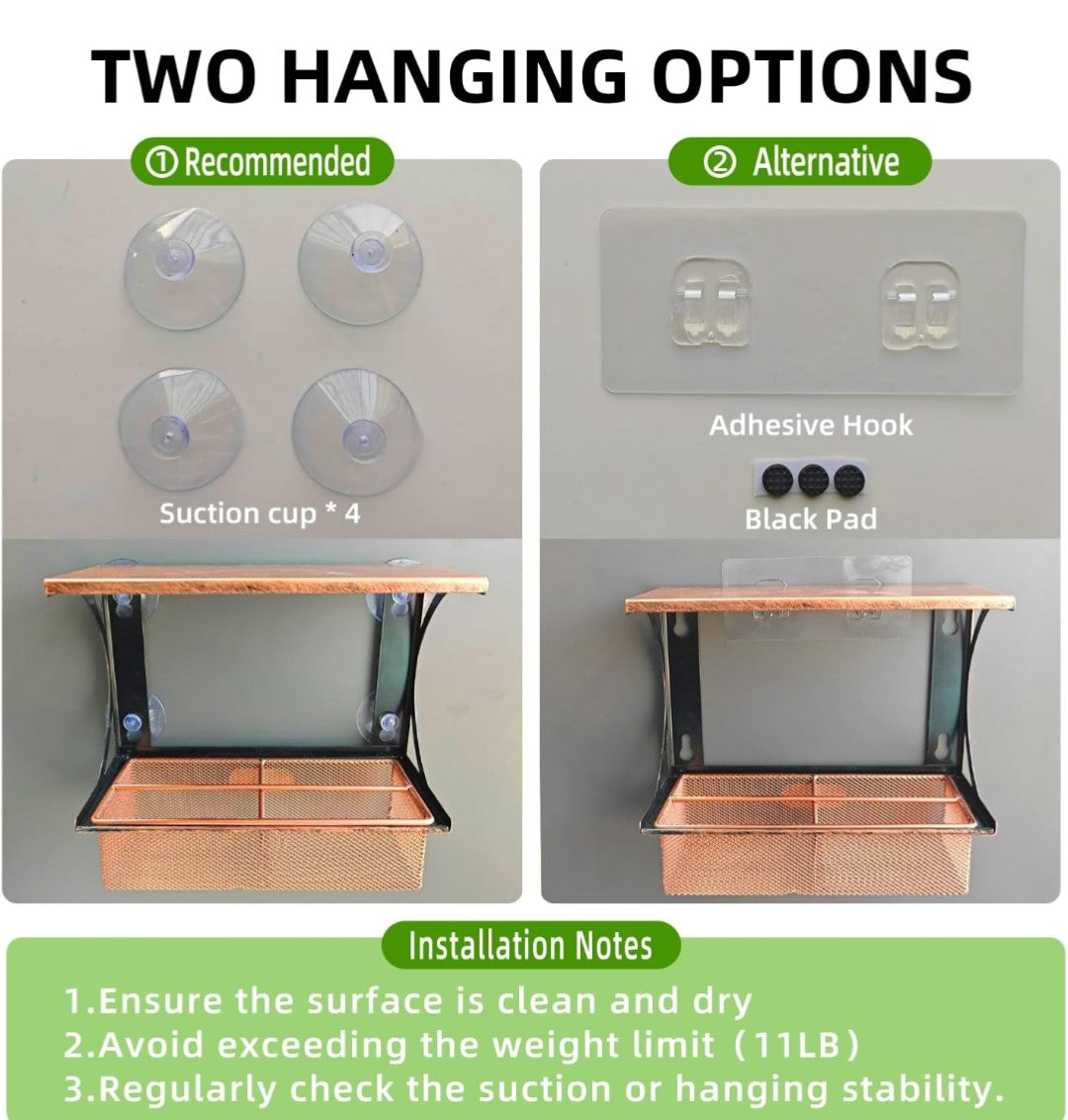 Window Bird Feeder with Strong Suction Cups, Metal Bird Feeders for Outdoors Birdwatching Gifts for Cats & Nature Lovers