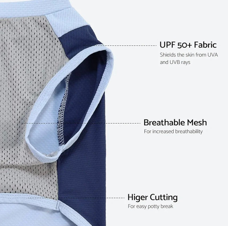 Fitwarm 2 Pack UPF 50+ UV Sun Protection Dog Shirt, Quick Dry Summer Dog Clothes for Small Dogs Boy Girl, Reflective Label, Lightweight Breathable Cooling Vest, Pet Cat Outfit, Orange, Blue, LARGE