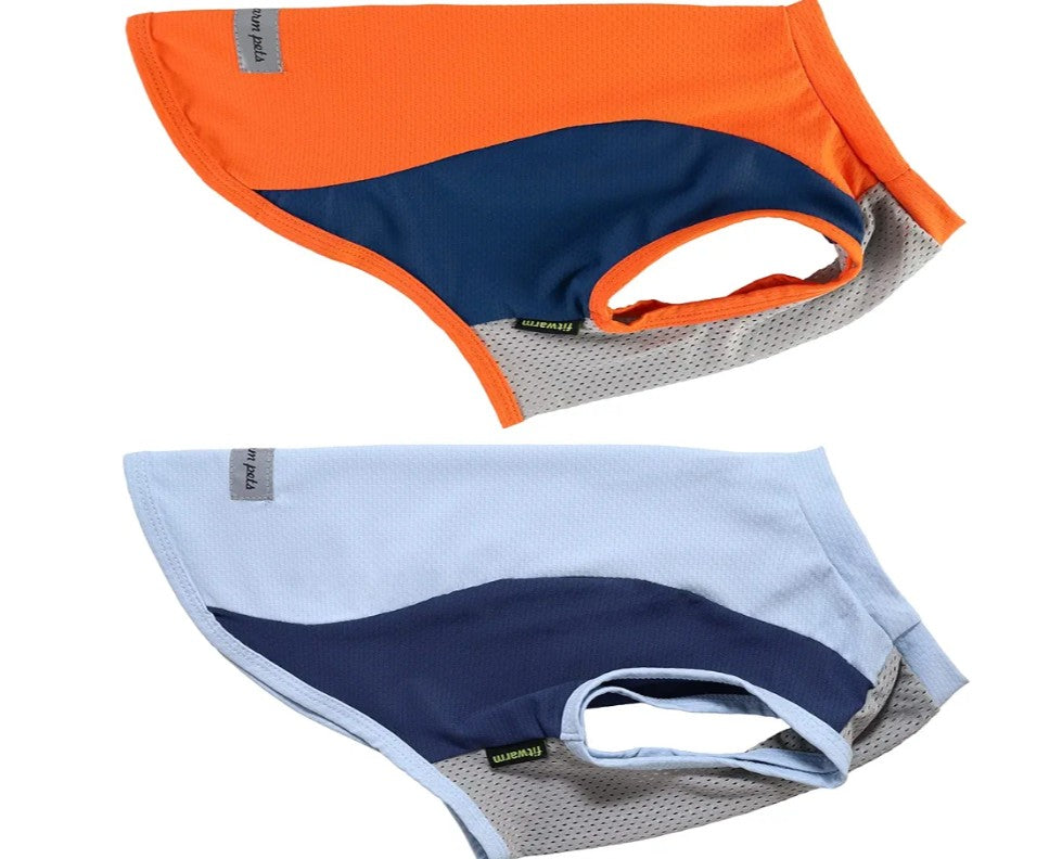 Fitwarm 2 Pack UPF 50+ UV Sun Protection Dog Shirt, Quick Dry Summer Dog Clothes for Small Dogs Boy Girl, Reflective Label, Lightweight Breathable Cooling Vest, Pet Cat Outfit, Orange, Blue, LARGE
