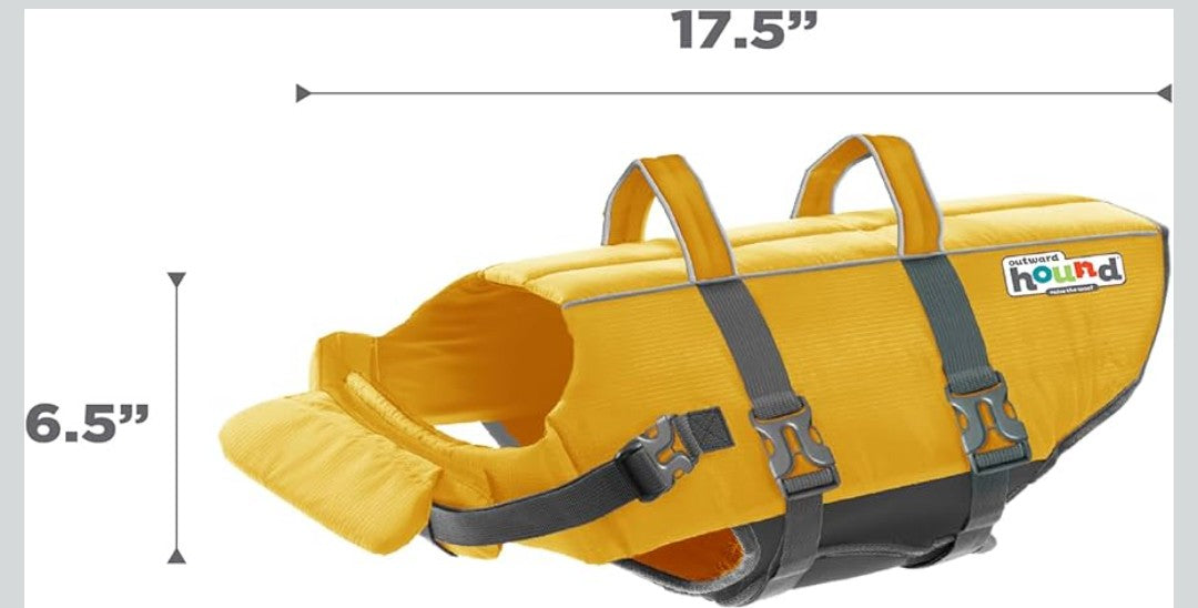 Outward Hound Granby Splash Dog Life Jacket, High-Buoyancy Dog Life Vest for Swimming, Boating, and Water Safety, Large, Yellow