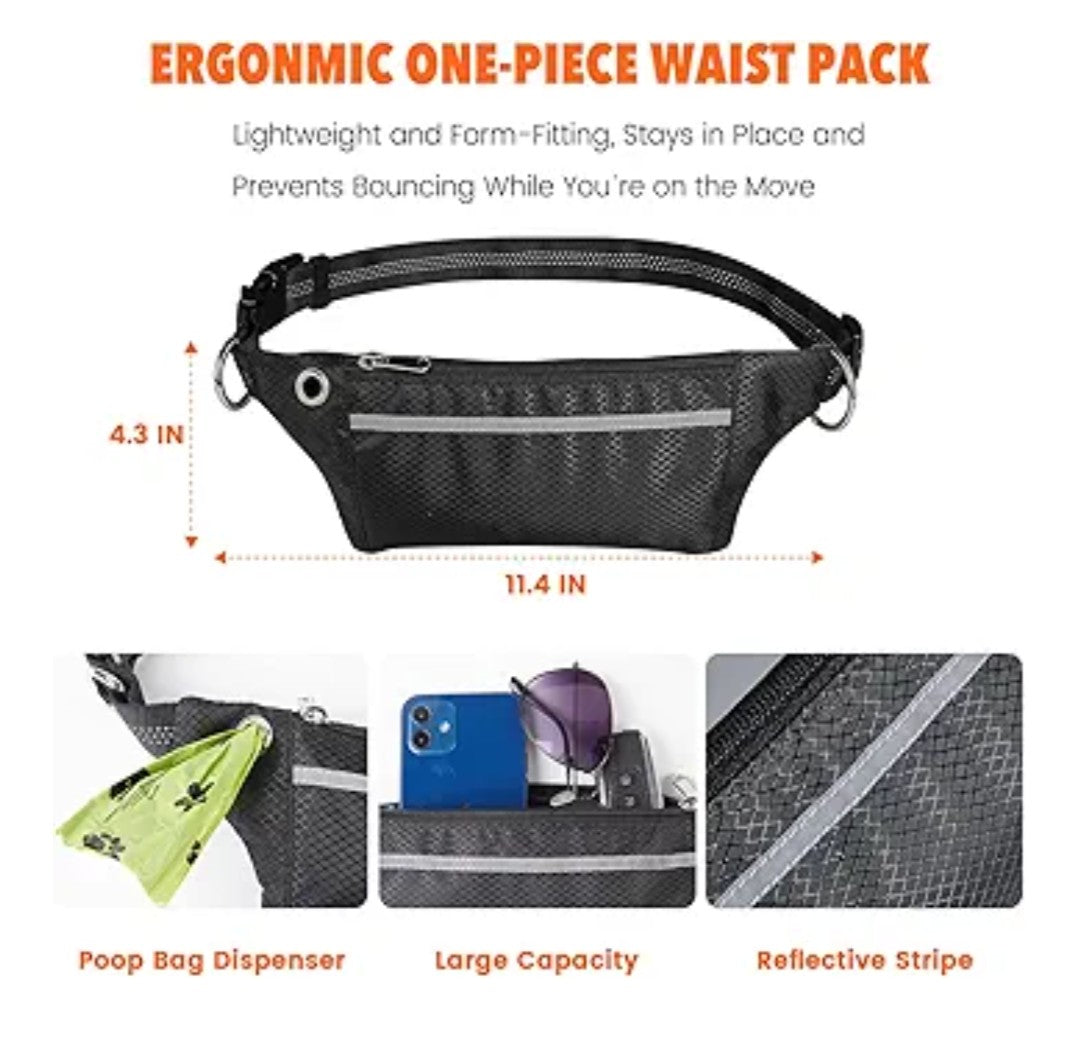 Hands Free Dog Leash with Lightweight Sports Waist Pack, for Small,Medium,Large Dogs (8–120 lbs), Reflective Heavy Duty Bungee Leash with Your Dog, Running,Walking,Hiking(Green)