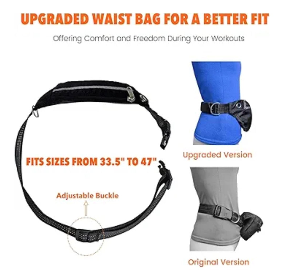 Hands Free Dog Leash with Lightweight Sports Waist Pack, for Small,Medium,Large Dogs (8–120 lbs), Reflective Heavy Duty Bungee Leash with Your Dog, Running,Walking,Hiking(Green)