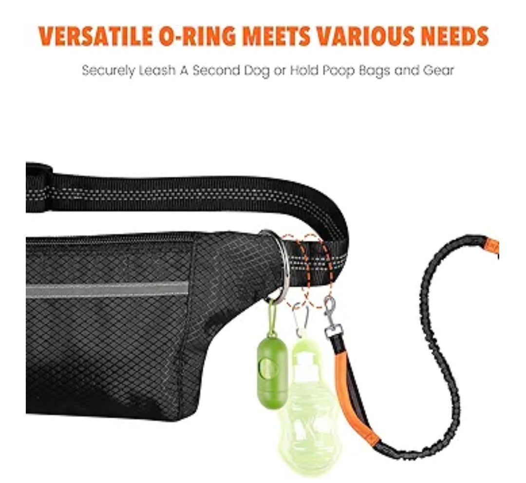 Hands Free Dog Leash with Lightweight Sports Waist Pack, for Small,Medium,Large Dogs (8–120 lbs), Reflective Heavy Duty Bungee Leash with Your Dog, Running,Walking,Hiking(Green)