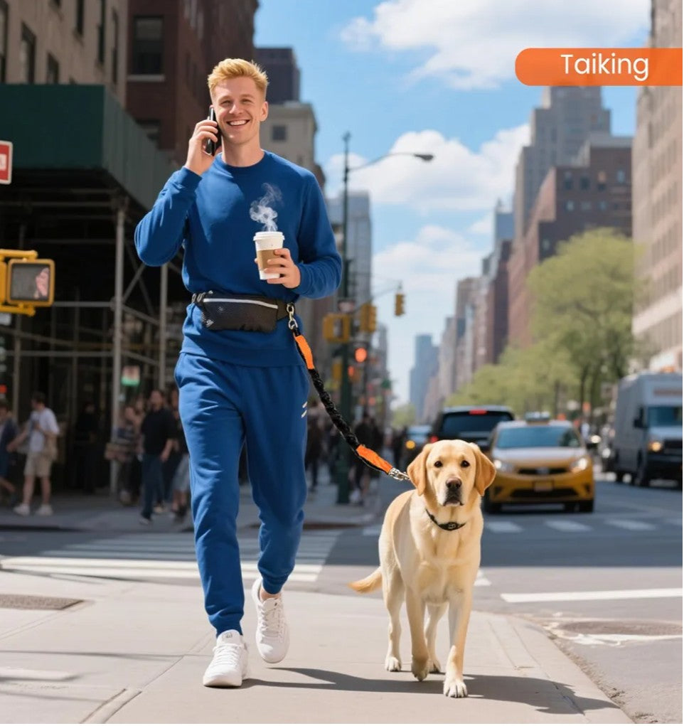 Hands Free Dog Leash with Lightweight Sports Waist Pack, for Small,Medium,Large Dogs (8–120 lbs), Reflective Heavy Duty Bungee Leash with Your Dog, Running,Walking,Hiking(Green)