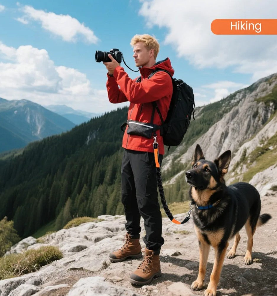 Hands Free Dog Leash with Lightweight Sports Waist Pack, for Small,Medium,Large Dogs (8–120 lbs), Reflective Heavy Duty Bungee Leash with Your Dog, Running,Walking,Hiking(Green)