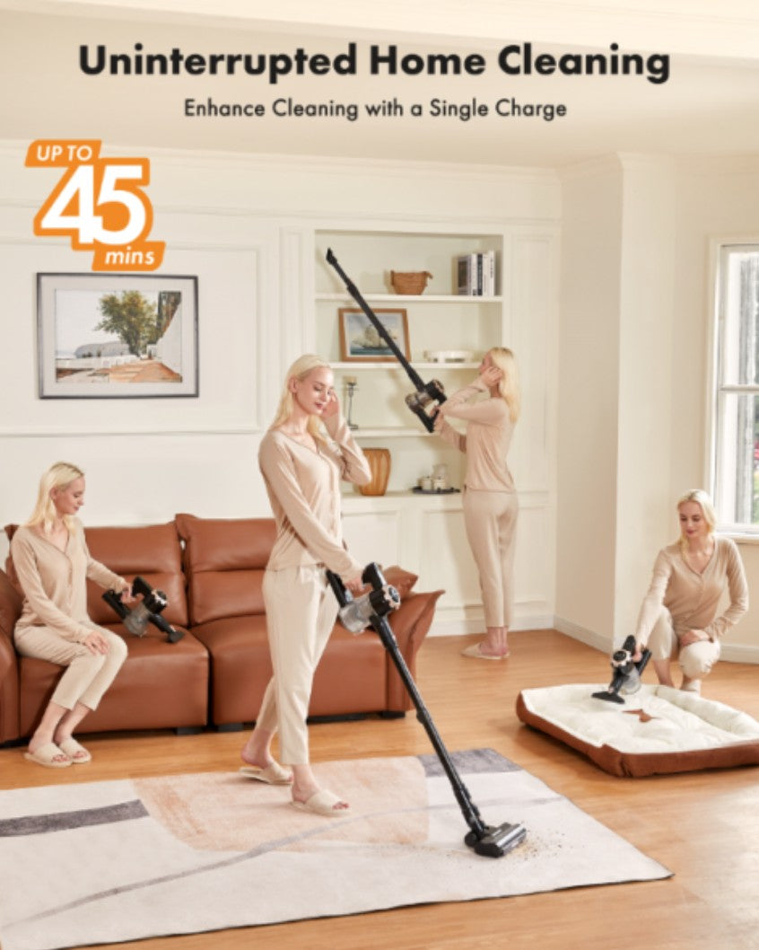 Trucozie 8-in-1 Lightweight Pet Stick Vacuum with 45mins Runtime (Black)