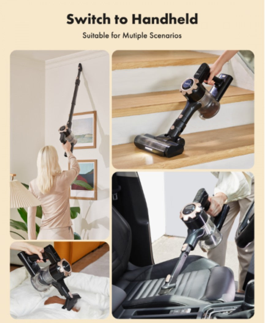 Trucozie 8-in-1 Lightweight Pet Stick Vacuum with 45mins Runtime (Black)