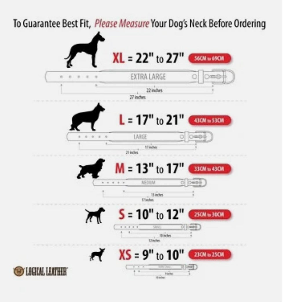 Logical Leather Large Navy Blue Genuine Leather Dog Collar