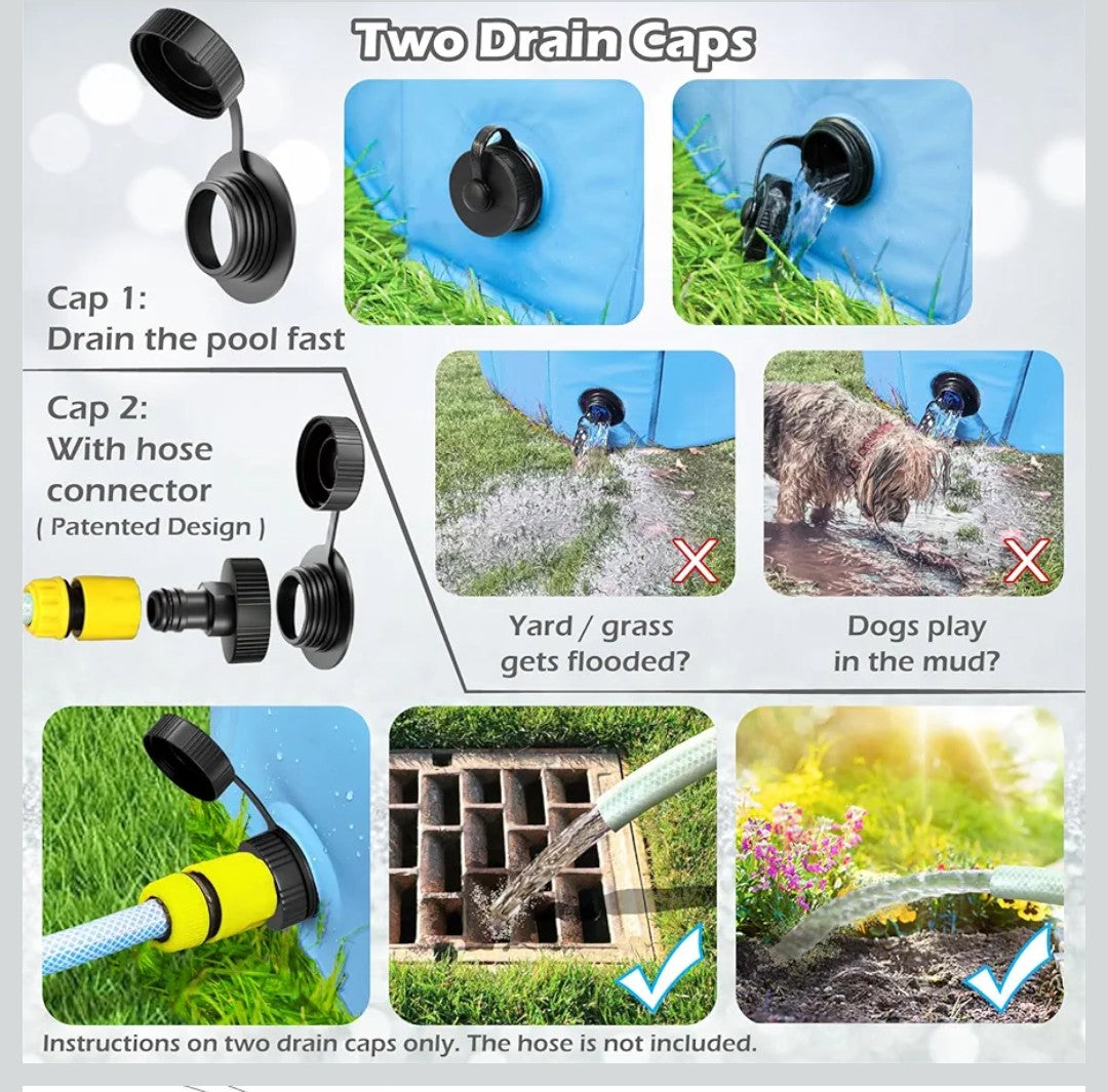 Jasonwell Foldable Dog Pool Collapsible Hard Plastic Swimming Pool Portable Kiddie/Pet Pool Doggie Wading Pool Bath Tub for Puppy Small Medium Large Dogs Cats and Kids 71"