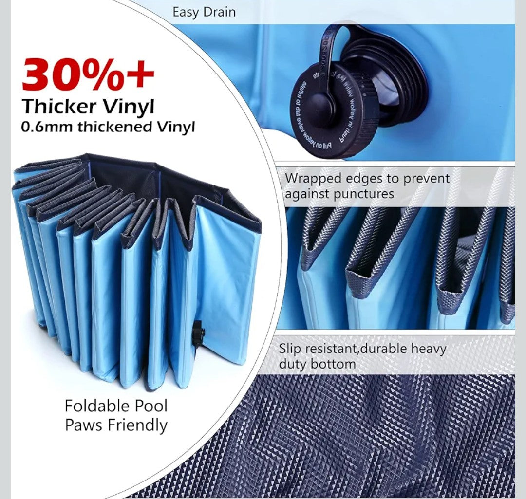 Jasonwell Foldable Dog Pool Collapsible Hard Plastic Swimming Pool Portable Kiddie/Pet Pool Doggie Wading Pool Bath Tub for Puppy Small Medium Large Dogs Cats and Kids 71"