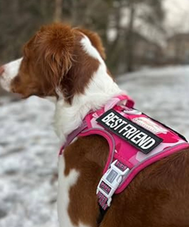 Auroth Tactical Pet Harness for Medium Dogs No Pull Adjustable, Reflective K9 Working Training Easy Control Vest Military Service Dog, Medium, Pink Camo