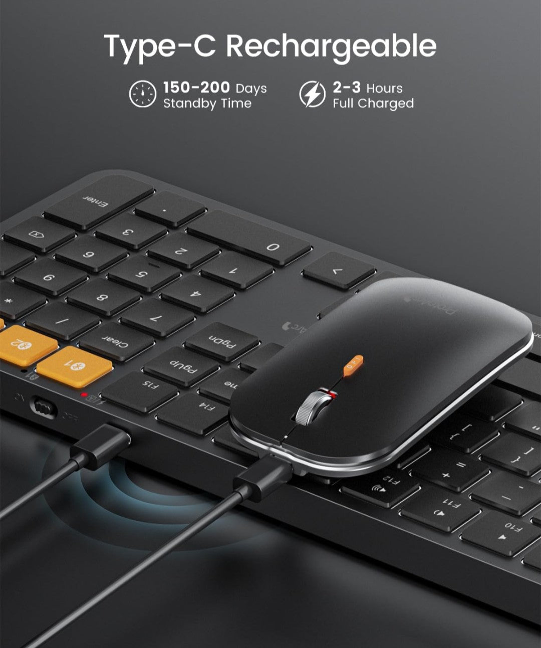 ProtoArc Backlit Bluetooth Keyboard and Mouse for Mac, KM100-A Multi-Device Wireless Keyboard Mouse