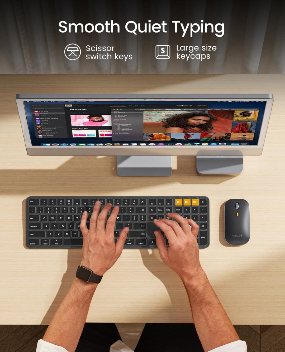 ProtoArc Backlit Bluetooth Keyboard and Mouse for Mac, KM100-A Multi-Device Wireless Keyboard Mouse