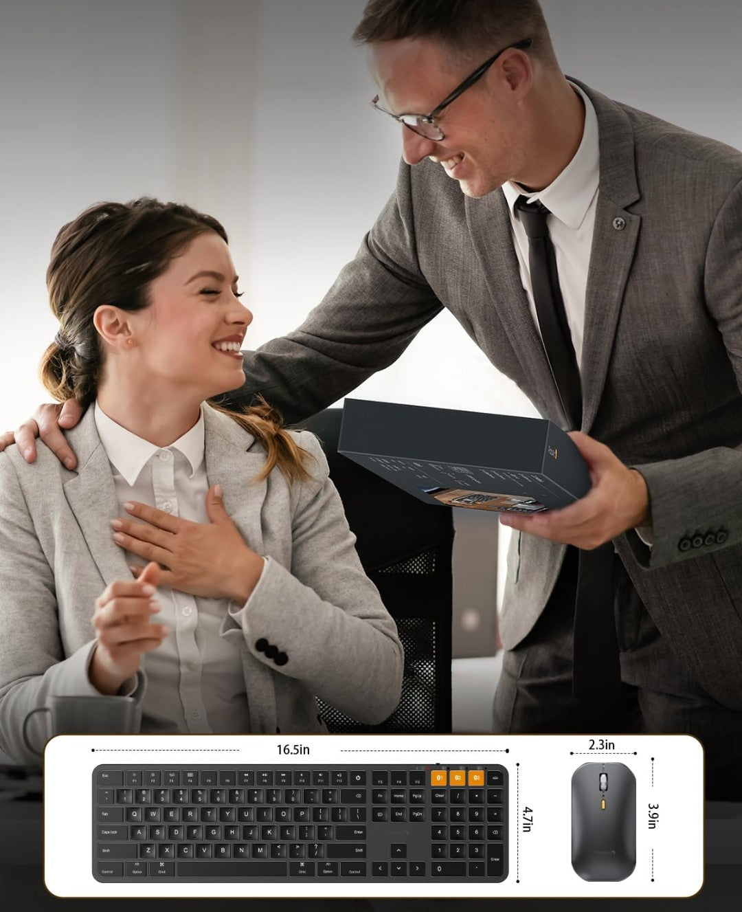 ProtoArc Backlit Bluetooth Keyboard and Mouse for Mac, KM100-A Multi-Device Wireless Keyboard Mouse