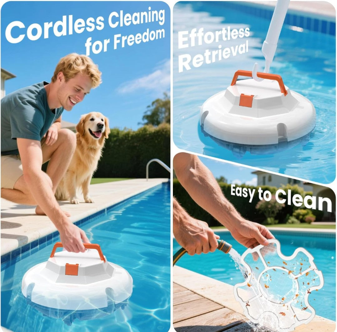 2025 Cordless Robotic Pool Cleaner - 120 Mins Automatic Pool Vacuum for Above Ground Pool & In - Ground Flat Pools up to 1000 Sq.Ft, Robot Pool Cleaner with Self - Parking Tech