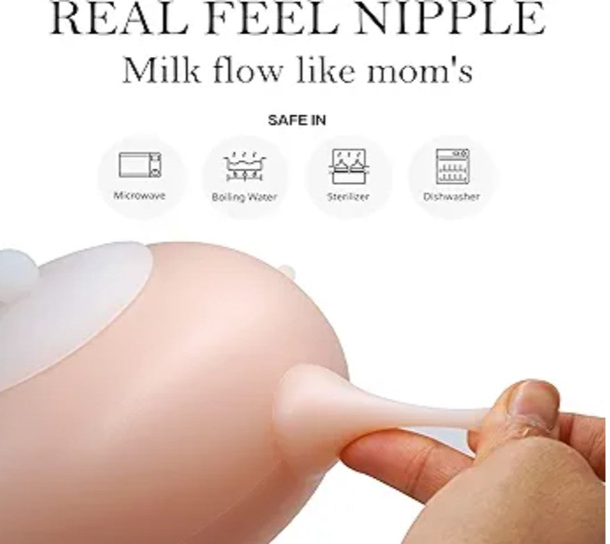 Doggiema puppy's feeders Nipple Feeder Puppy Feeding Milk replacer Nursing Station puppy's Bottles Dongdong pet (M Size Bowl Small Dog)