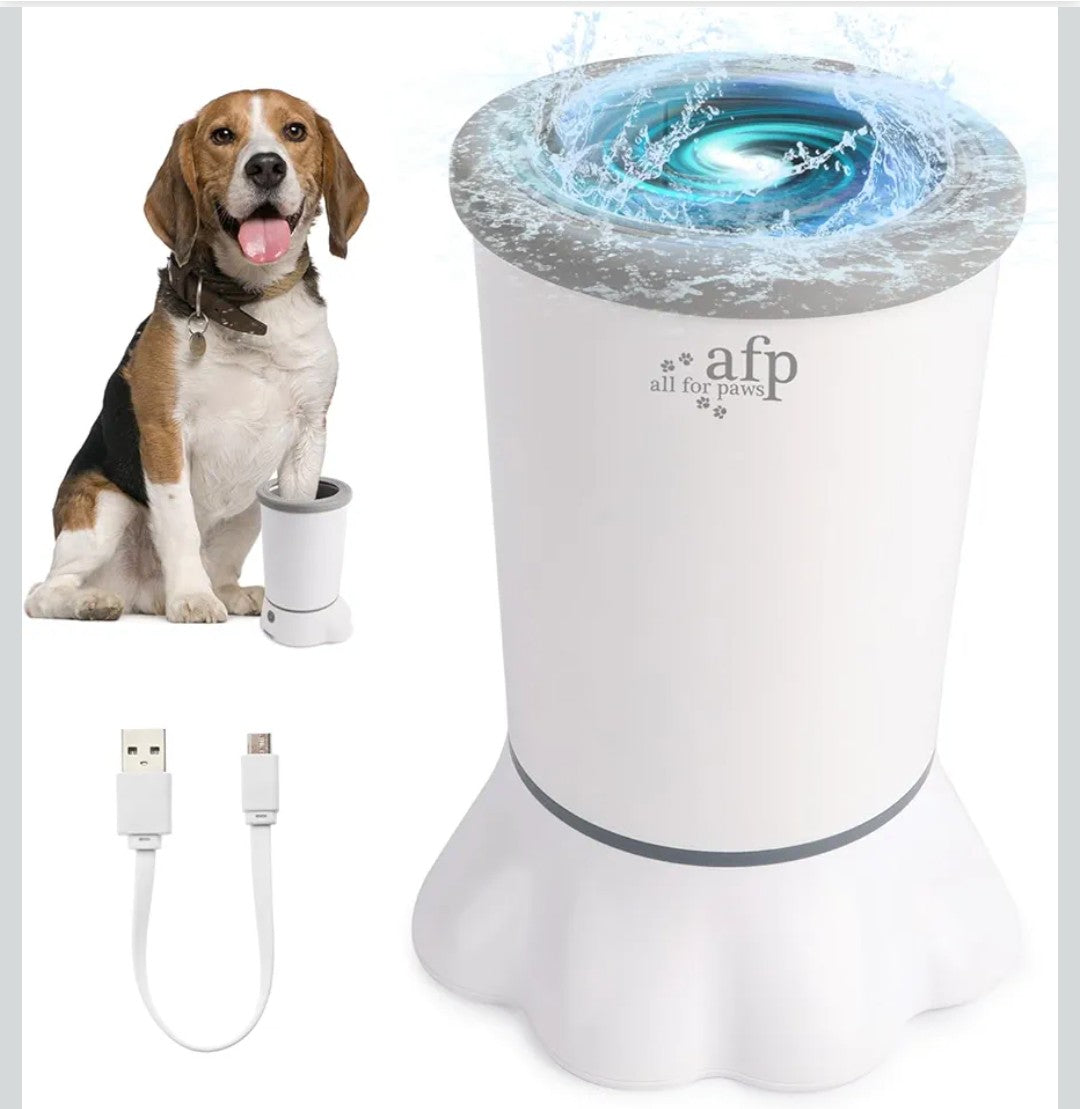 ALL FOR PAWS Low Noise Automatic Dog Paw Cleaner Electric Dog Paw Washer Cup for Dog Muddy Claws, USB Rechargeable Pet Foot Washer for Small and Medium-Sized Dogs