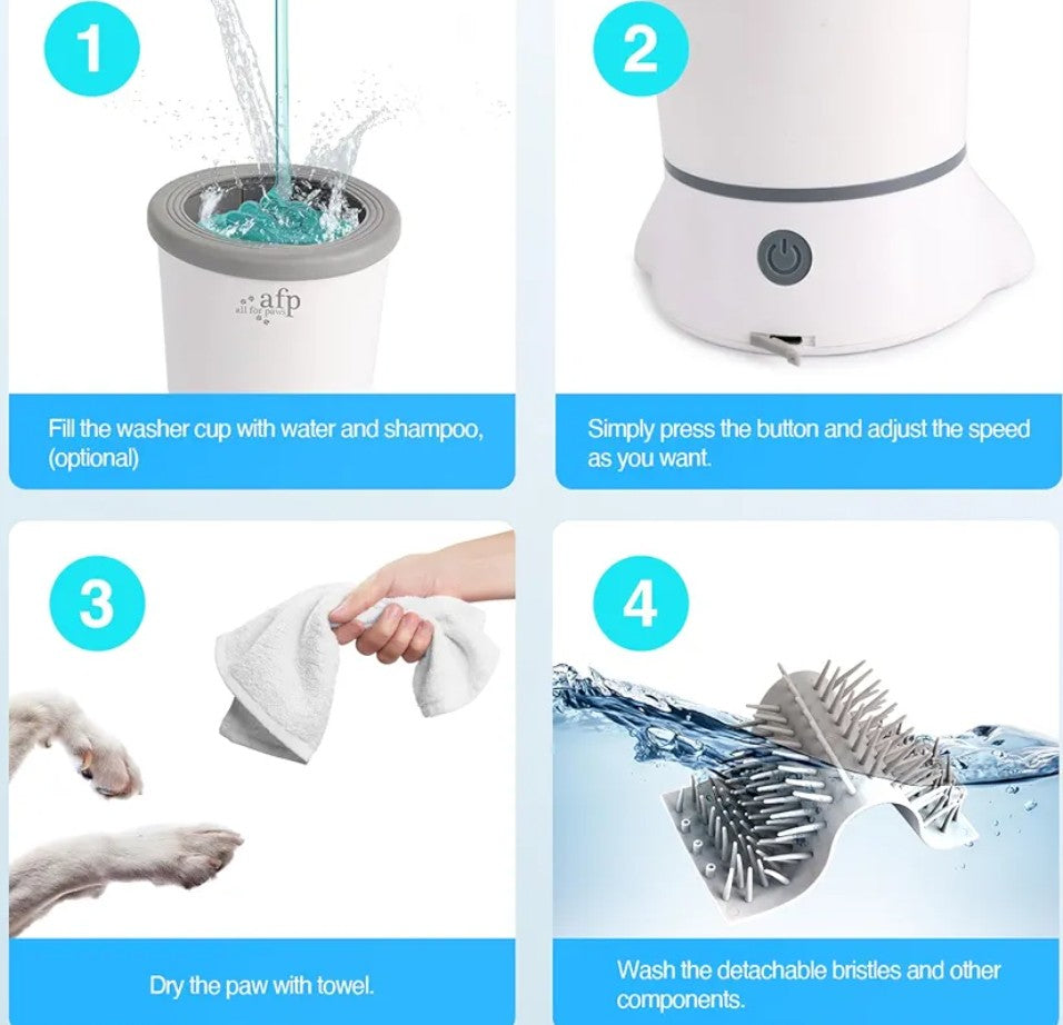 ALL FOR PAWS Low Noise Automatic Dog Paw Cleaner Electric Dog Paw Washer Cup for Dog Muddy Claws, USB Rechargeable Pet Foot Washer for Small and Medium-Sized Dogs