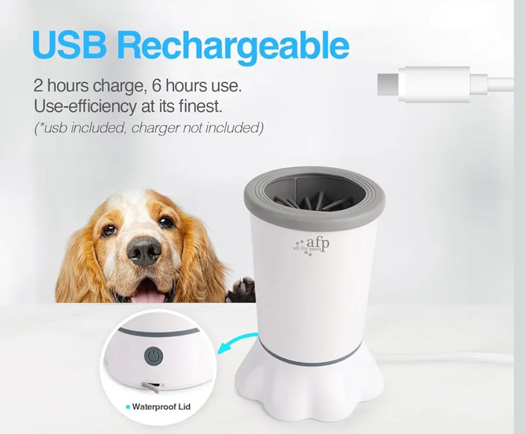 ALL FOR PAWS Low Noise Automatic Dog Paw Cleaner Electric Dog Paw Washer Cup for Dog Muddy Claws, USB Rechargeable Pet Foot Washer for Small and Medium-Sized Dogs