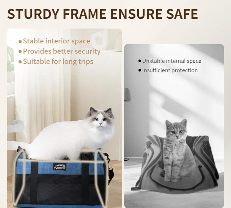 TSA Airline Approved Pet Carrier for Cats and Small Dogs - Soft Sided, Foldable, Cat Dog Carrier Fits Pets Up to 15 lbs - Ideal for Travel, Car Rides, and Vet Visits - Dark Blue