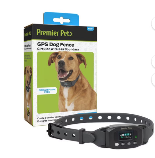 Premier Pet GPS Dog Fence Colla, Circular Wireless Boundary, Rechargeable, No Subscription