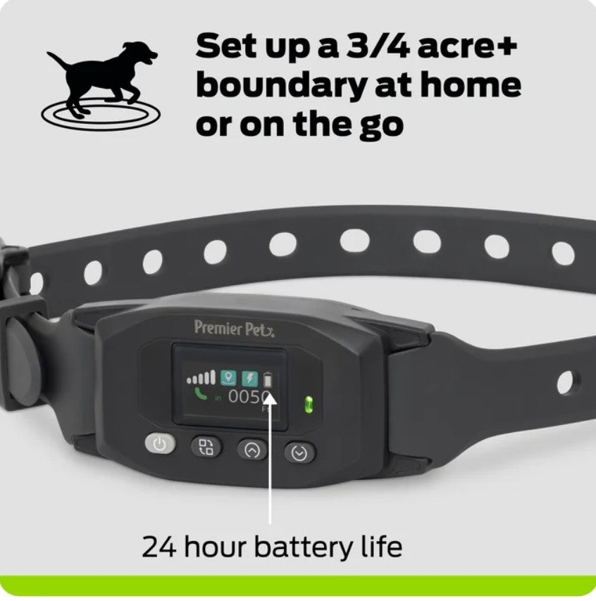 Premier Pet GPS Dog Fence Colla, Circular Wireless Boundary, Rechargeable, No Subscription