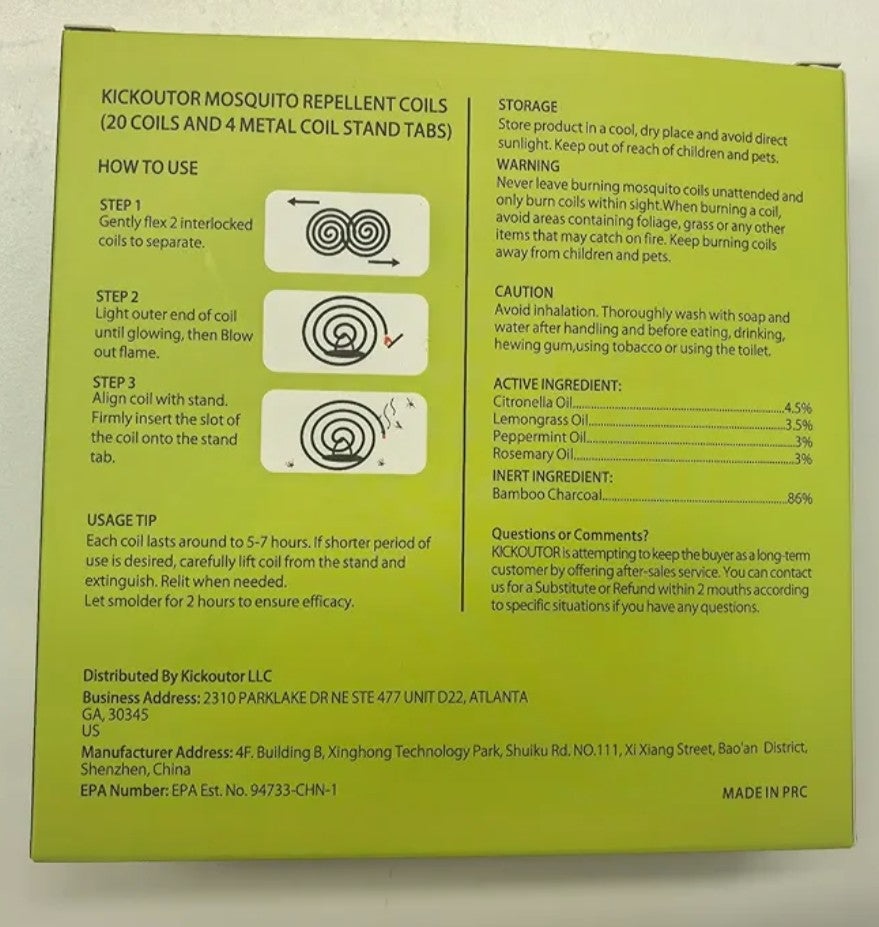 KICKOUTOR Mosquito Repellent Outdoor Patio 20 PCS Natural Citronella Mosquito Coils Incense Deet Free Mosquito Killer with 4 Stands for Camping Backyard Room 5-7 Hours Gnat Mosquito Control