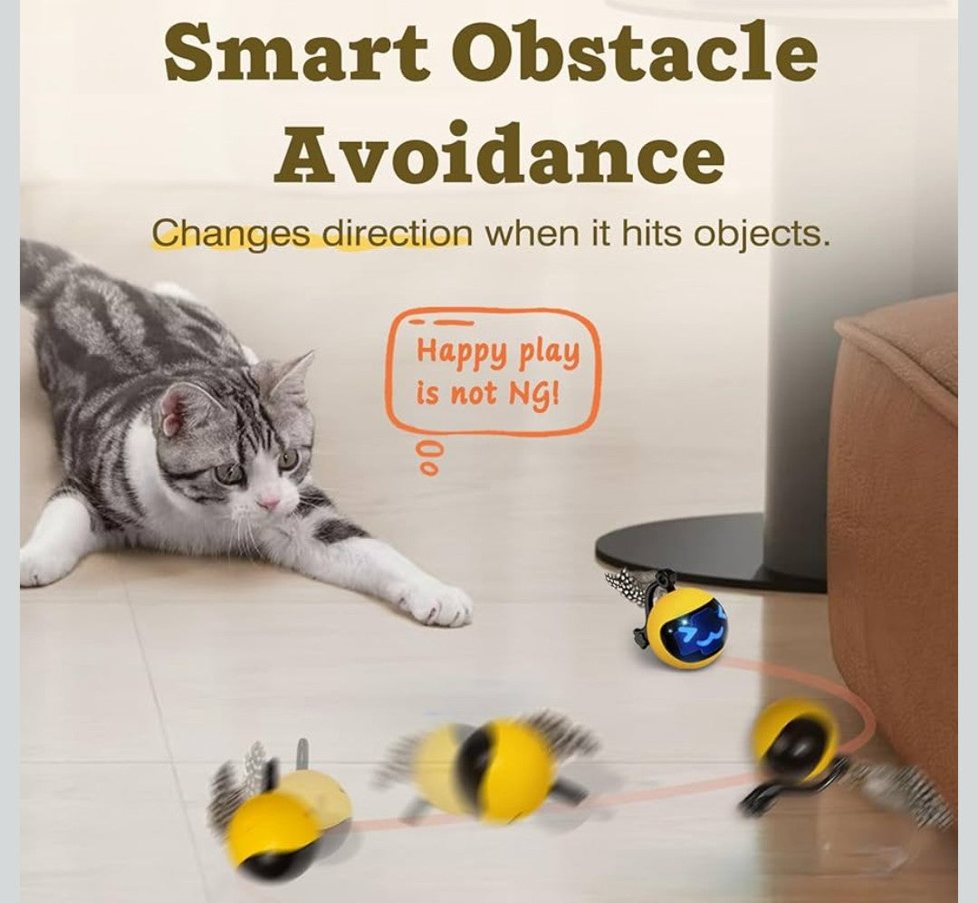 Moving Ball Cat Toys with Feather Tail, Rechargeable 2025 New Interactive Toy with Remote Control for Indoor Cats Exercise, Smart Interactive Kitten Rolling Ball