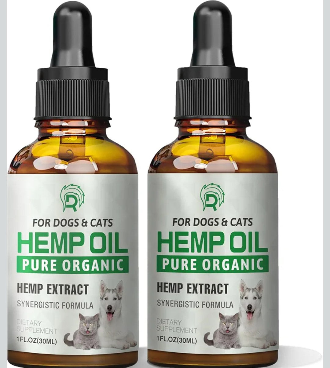 Hemp Oil for Dogs and Cats - Anxiеty Strеss Sleеp Allеrgies Arthritis Sеizures Pаin Rеlief - Promotes Skin Hip Joint Health - Calming Drops for Aggrеssive Pets