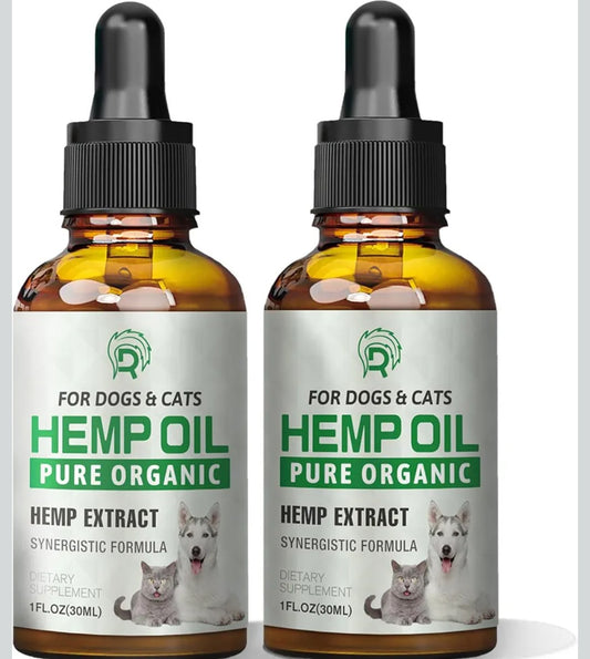 Hemp Oil for Dogs and Cats - Anxiеty Strеss Sleеp Allеrgies Arthritis Sеizures Pаin Rеlief - Promotes Skin Hip Joint Health - Calming Drops for Aggrеssive Pets