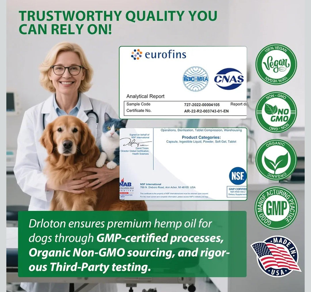 Hemp Oil for Dogs and Cats - Anxiеty Strеss Sleеp Allеrgies Arthritis Sеizures Pаin Rеlief - Promotes Skin Hip Joint Health - Calming Drops for Aggrеssive Pets