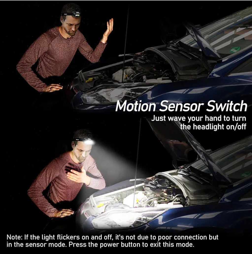 Blukar LED Headlamp Rechargeable,2000L High Lumen Super Bright Dimmable Headlight Flashlight with Motion Sensor- 8 Modes,Spotlight&Floodlight,IPX5 Waterproof for Camping,Hiking,Running,Fishing -2 Pack