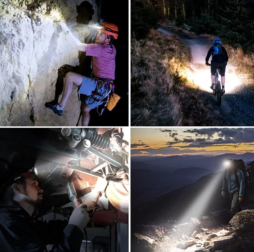 Blukar LED Headlamp Rechargeable,2000L High Lumen Super Bright Dimmable Headlight Flashlight with Motion Sensor- 8 Modes,Spotlight&Floodlight,IPX5 Waterproof for Camping,Hiking,Running,Fishing -2 Pack