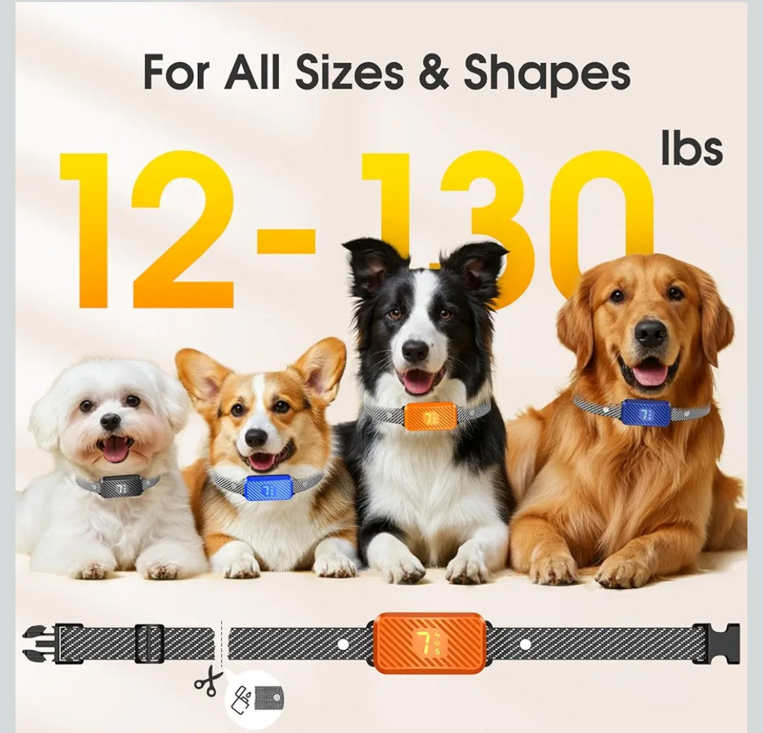 Dog Bark Collar for Large Medium Small Dogs, Effective No-Bark Collar, Smart Barking Collar, Rechargeable Bark Collar with 7-Level Sensitivity, 3 Beep & Vibration Modes, Waterproof, Orange