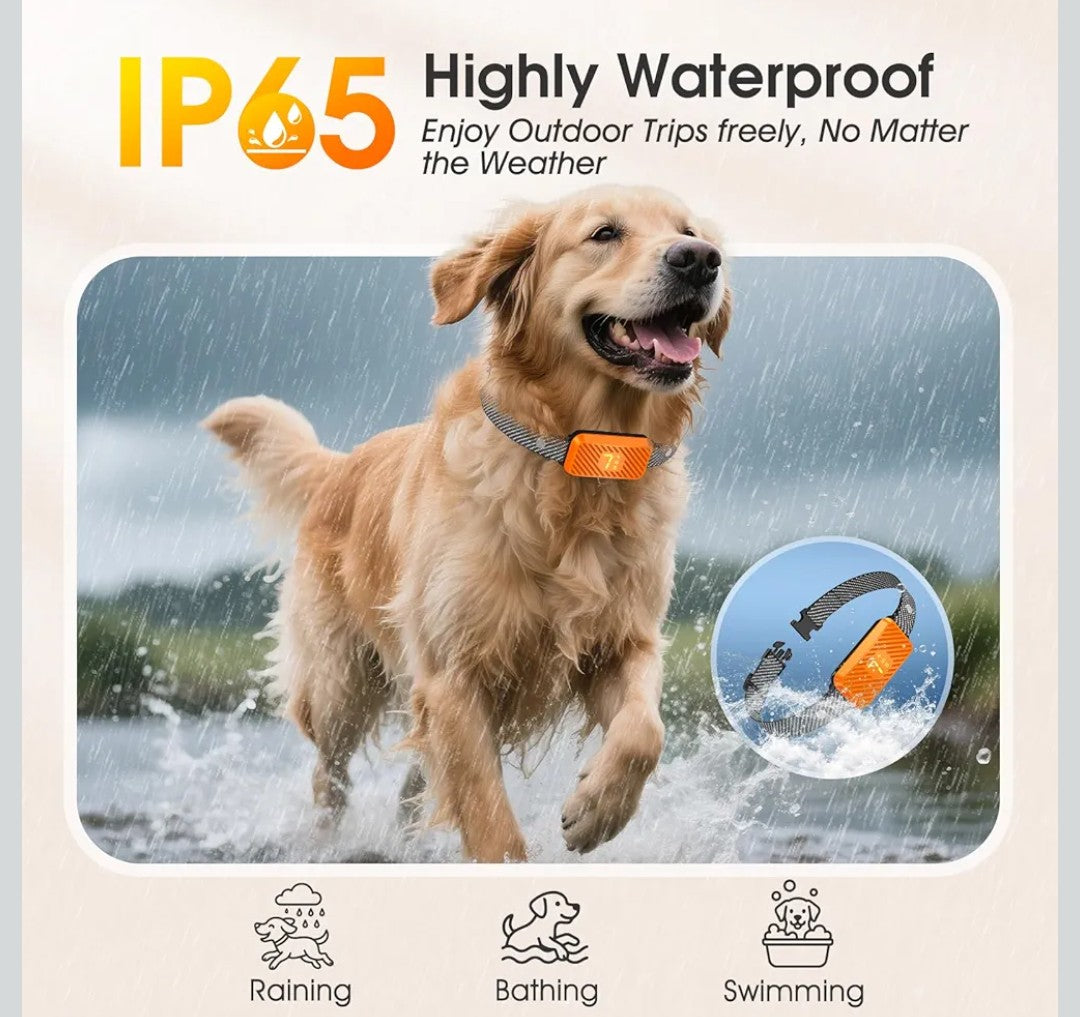Dog Bark Collar for Large Medium Small Dogs, Effective No-Bark Collar, Smart Barking Collar, Rechargeable Bark Collar with 7-Level Sensitivity, 3 Beep & Vibration Modes, Waterproof, Orange