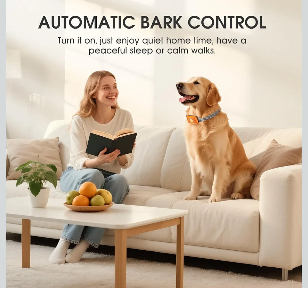 Dog Bark Collar for Large Medium Small Dogs, Effective No-Bark Collar, Smart Barking Collar, Rechargeable Bark Collar with 7-Level Sensitivity, 3 Beep & Vibration Modes, Waterproof, Orange