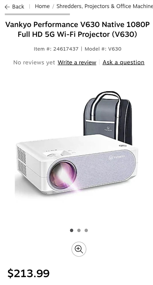 Vankyo Performance V630 Native 1080P Full HD 5G Wi-Fi Projector (V630)