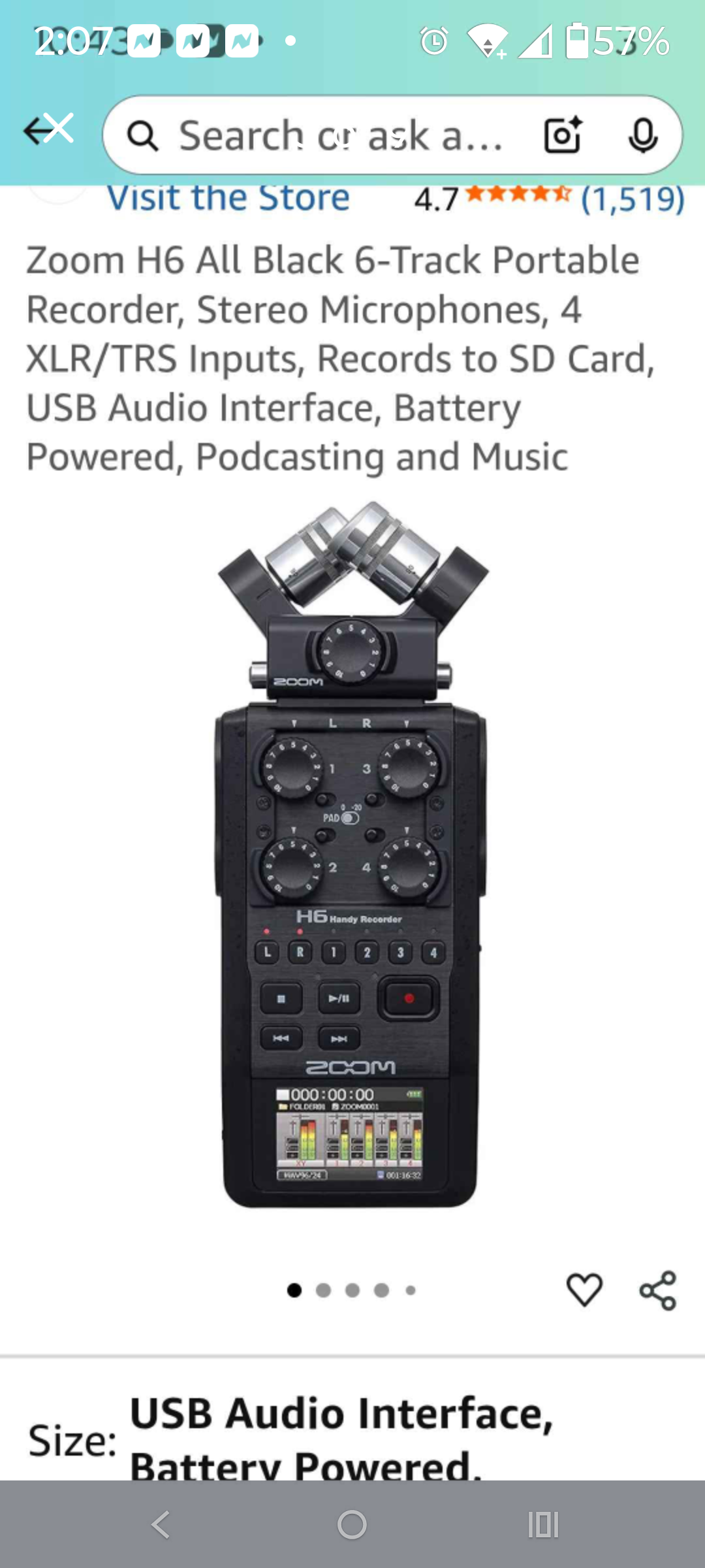 Zoom H6 All Black 6-Track Portable Recorder, Stereo Microphones, 4 XLR/TRS Inputs, Records to SD Card
