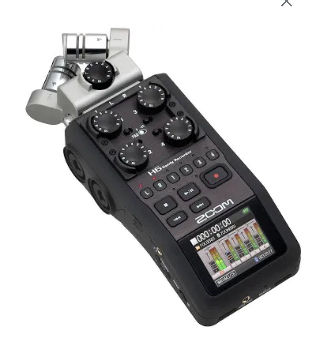 Zoom H6 All Black 6-Track Portable Recorder, Stereo Microphones, 4 XLR/TRS Inputs, Records to SD Card